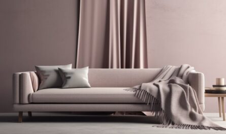Gemütliche Couch mit Alpaka Decke, modernes, elegantes Interieur.