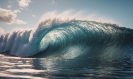Grosse Welle bricht im offenen Meer, Efoil Nutzung bei Wellen und Windbedingungen